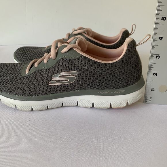 Skechers Flex Appeal 2.0 Shoes Sneakers Women 7.5 Gray Pink Workout Gym Running - Picture 8 of 9